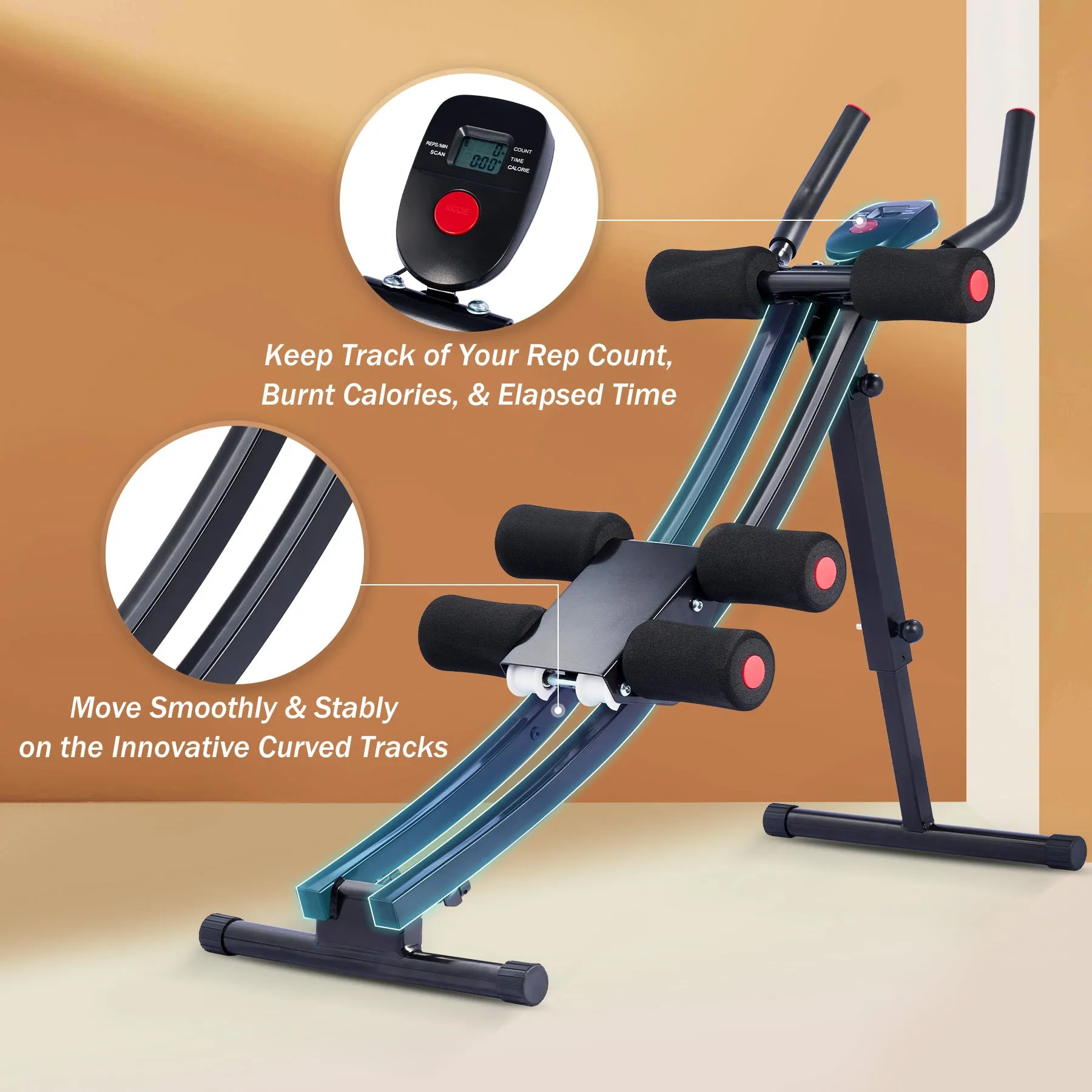 265 Lb. Cap Folding Abdominal Trainer Coaster Exercise Ab Core Machine