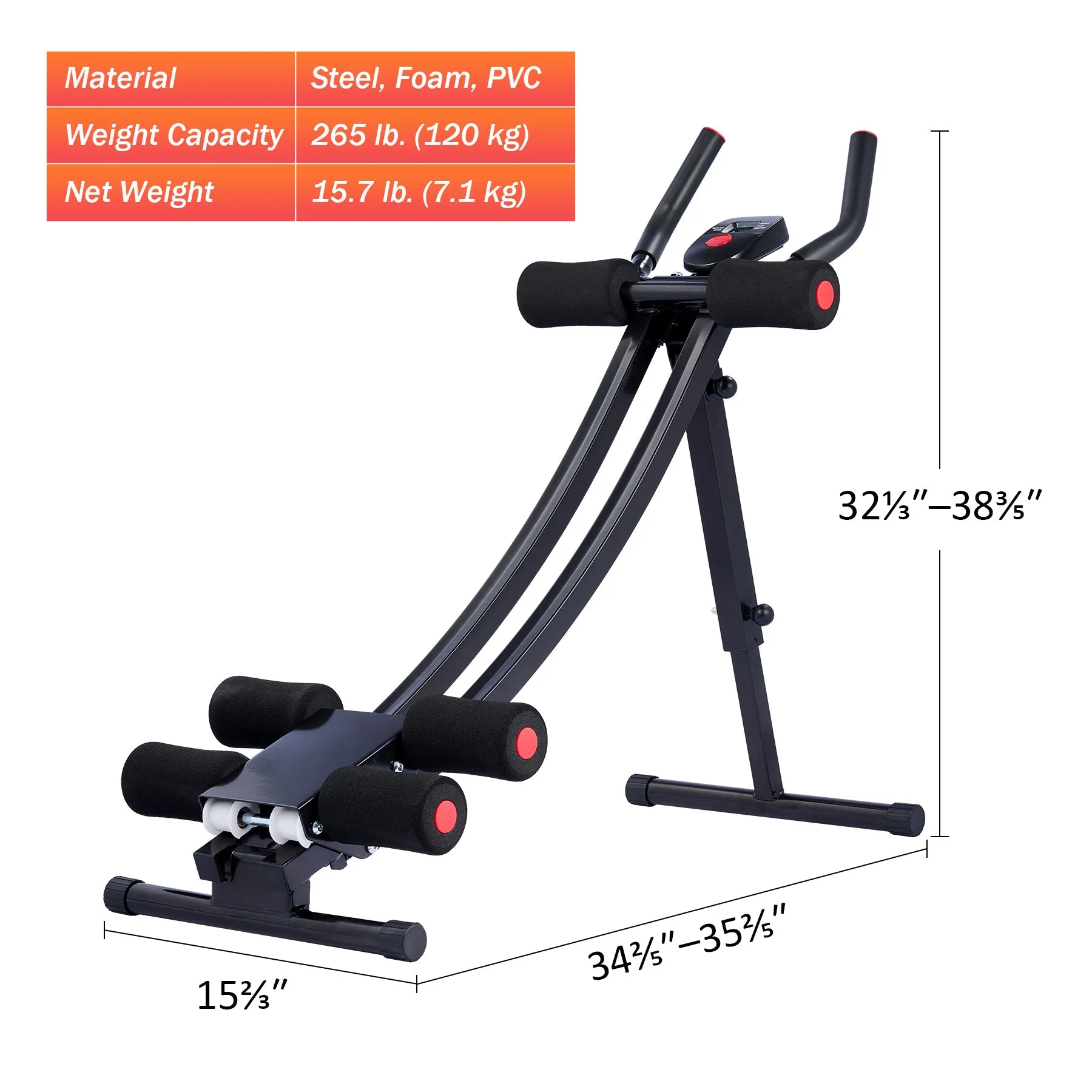 265 Lb. Cap Folding Abdominal Trainer Coaster Exercise Ab Core Machine