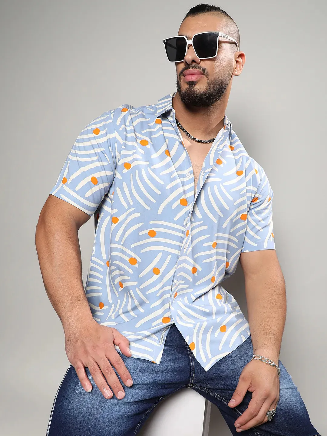 Abstract Print Button Up Shirt