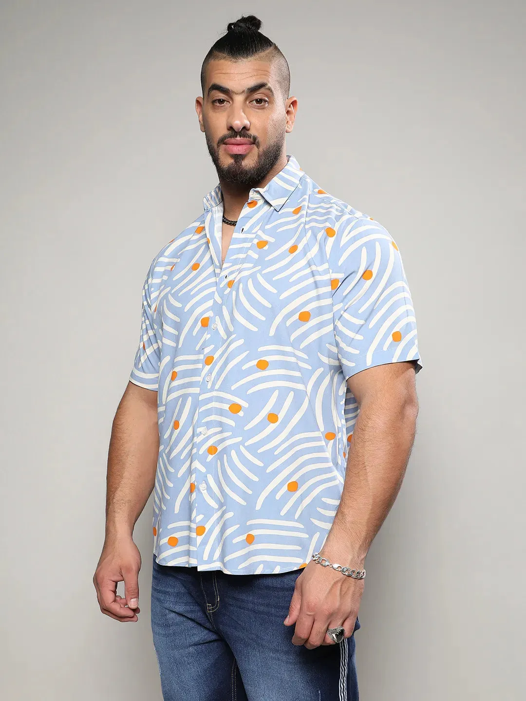 Abstract Print Button Up Shirt