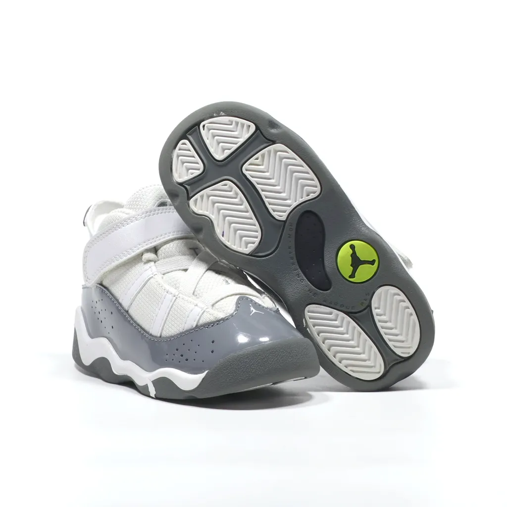 Air Jordan 6 Rings Sneakers Leather Grey Color For Kids