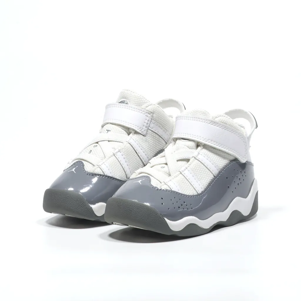 Air Jordan 6 Rings Sneakers Leather Grey Color For Kids