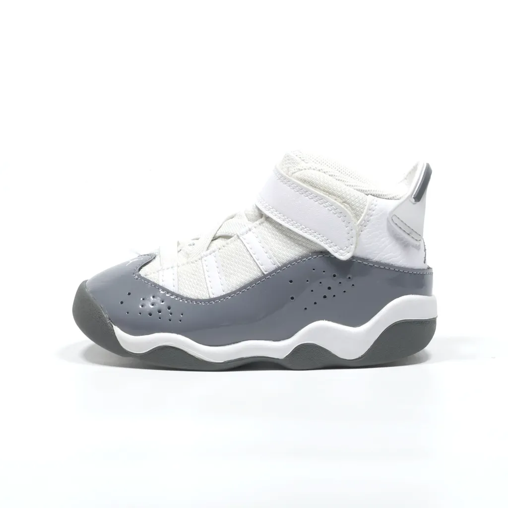 Air Jordan 6 Rings Sneakers Leather Grey Color For Kids