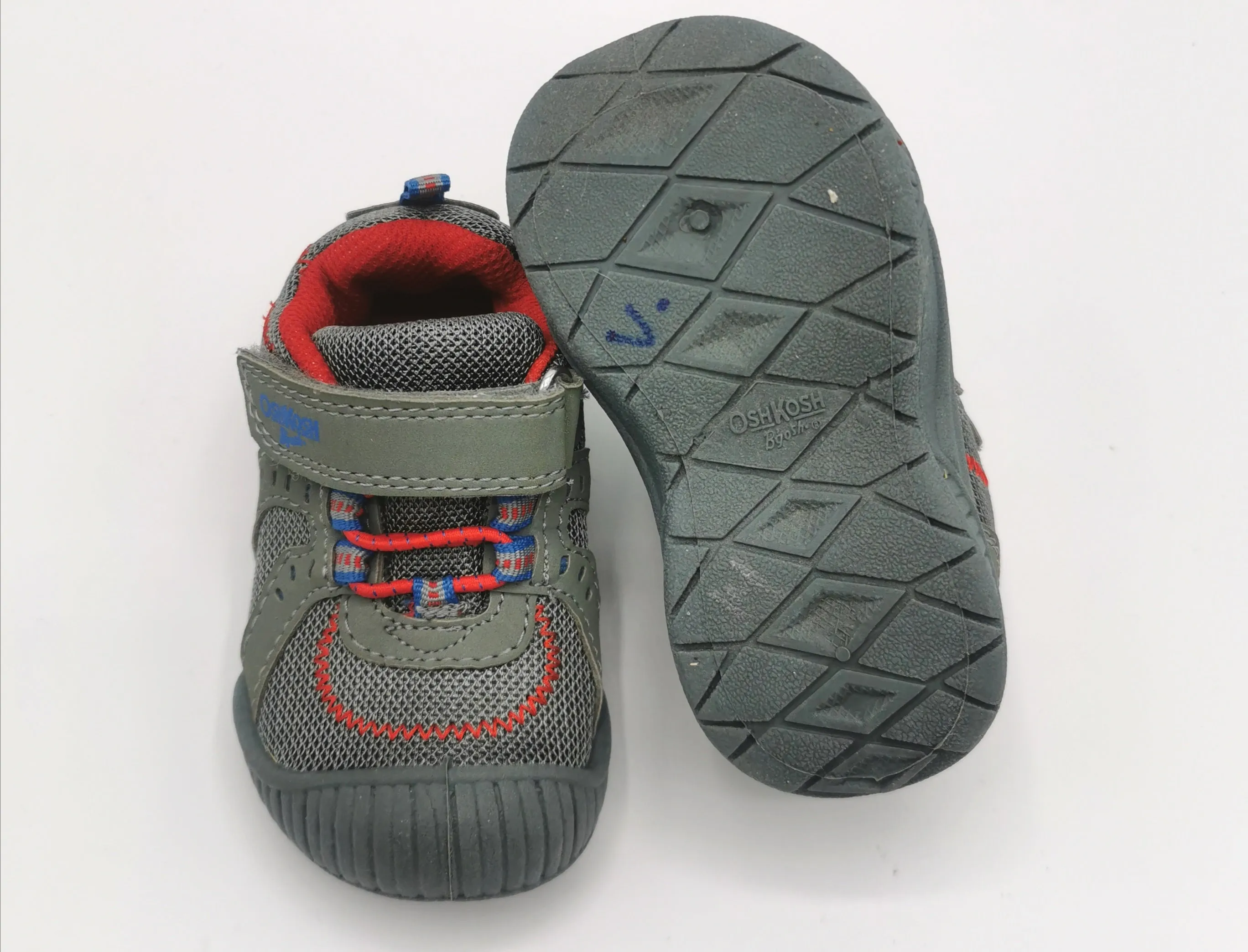 BABY BOY SIZE 5 TODDLER - OSHKOSH, Velcro Running Shoes EUC B9