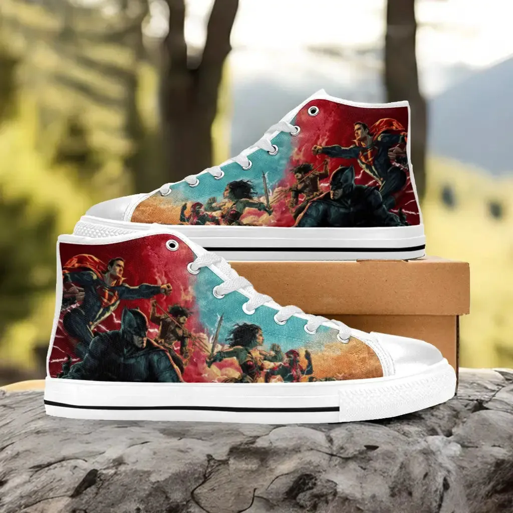 Batman Superman Wonder Woman Aquaman Shoes High Top Sneakers for Kids and Adults