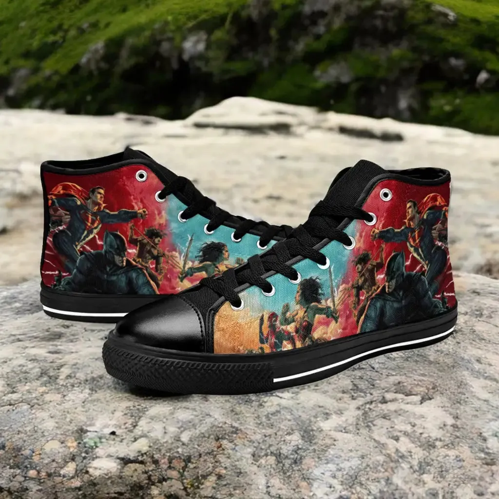 Batman Superman Wonder Woman Aquaman Shoes High Top Sneakers for Kids and Adults