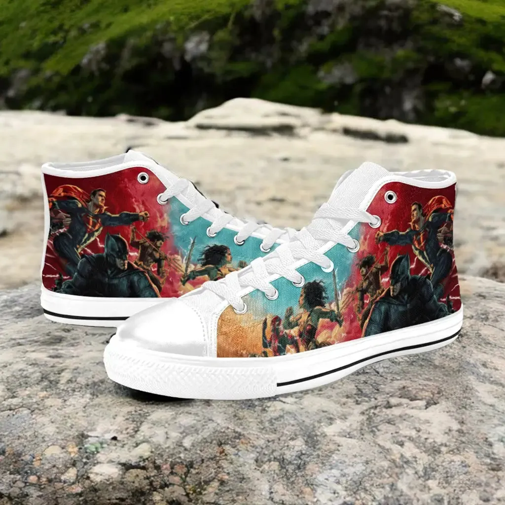 Batman Superman Wonder Woman Aquaman Shoes High Top Sneakers for Kids and Adults