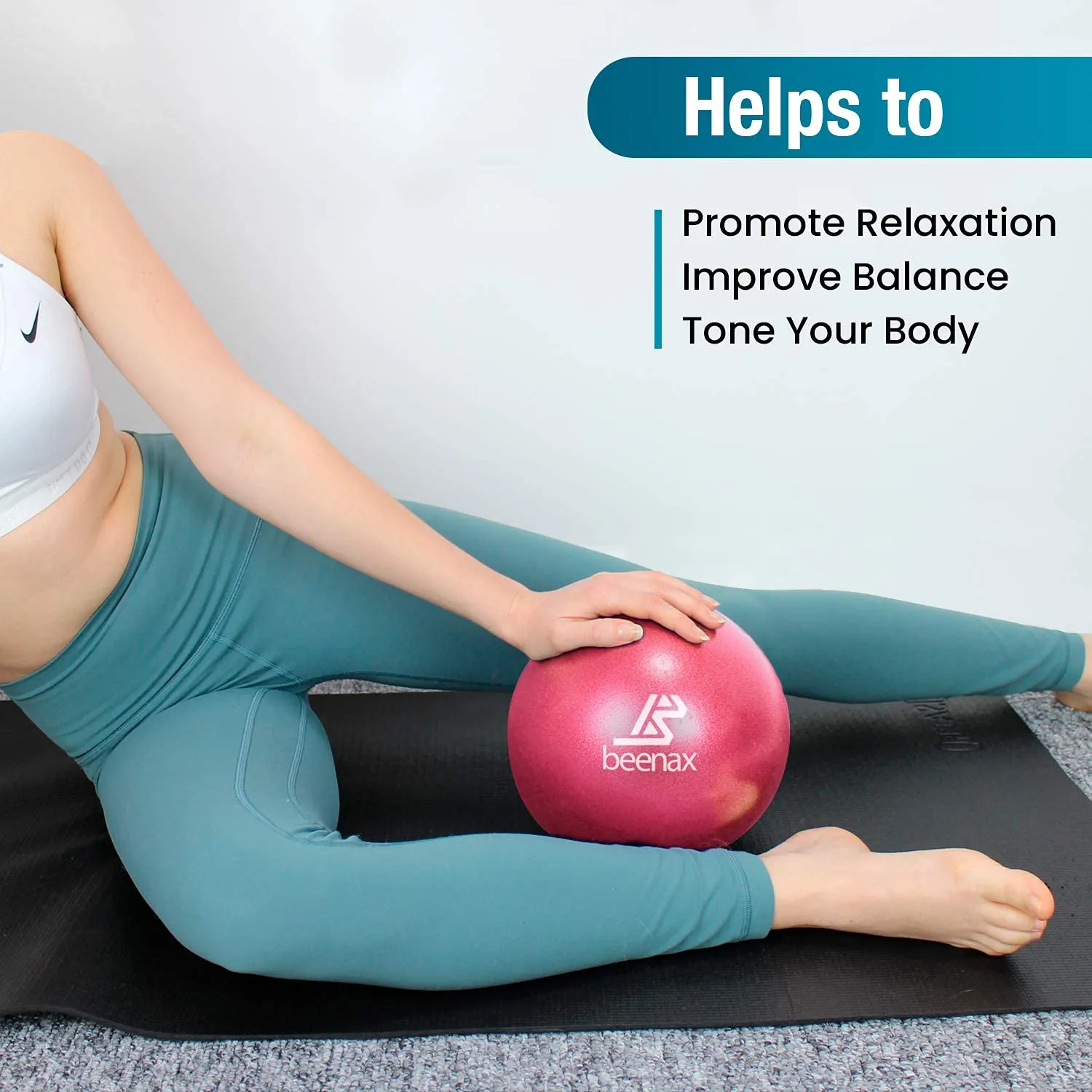 Beenax 23cm Soft Pilates Ball - 9 Inch Exercise Ball, Mini Barre Ball, Gym Ball - Perfect for Yoga, Pilates, Core Training, Physical Therapy and Balance (Home & Gym & Office) Coral Pink