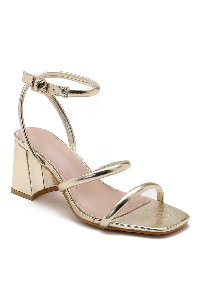 Bella Gold Block Heels