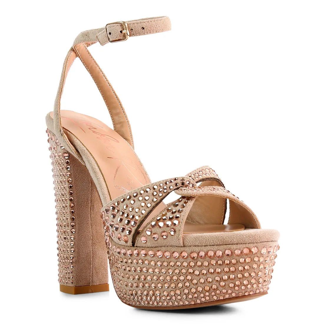 Bellini Diamante  High Block Heeled Sandals