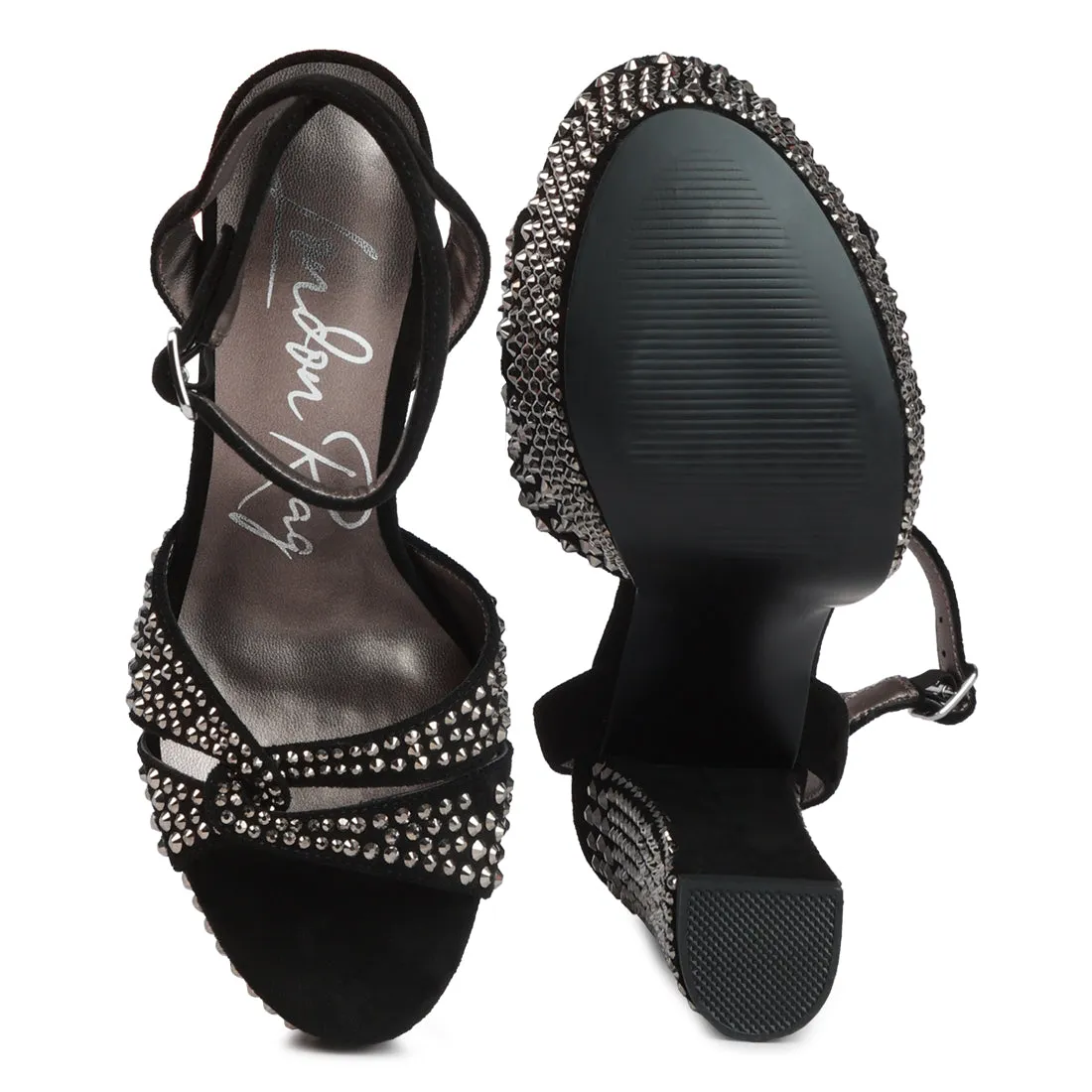Bellini Diamante  High Block Heeled Sandals