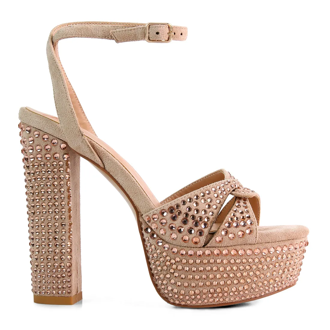 Bellini Diamante  High Block Heeled Sandals