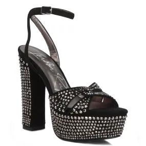 Bellini Diamante  High Block Heeled Sandals