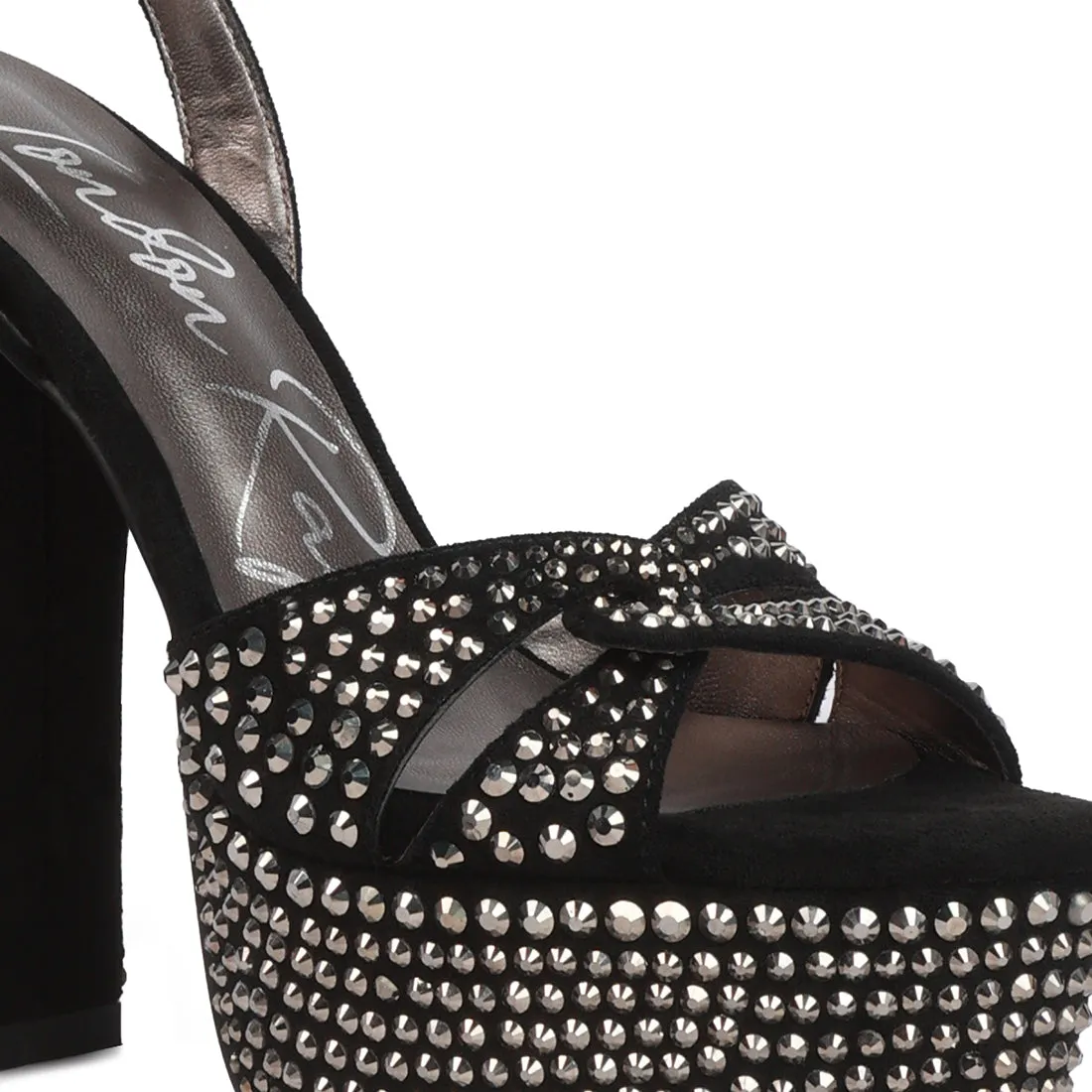 Bellini Diamante  High Block Heeled Sandals