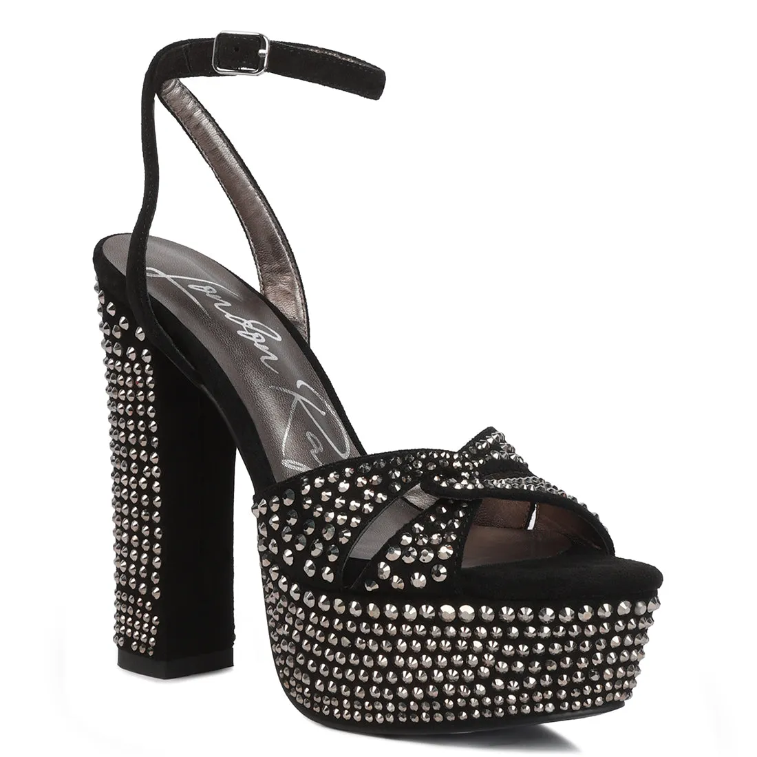 Bellini Diamante  High Block Heeled Sandals