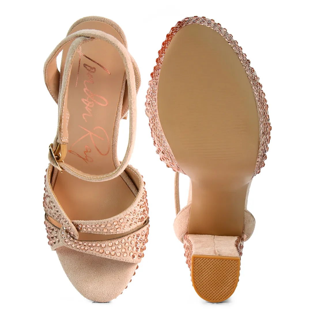 Bellini Diamante  High Block Heeled Sandals
