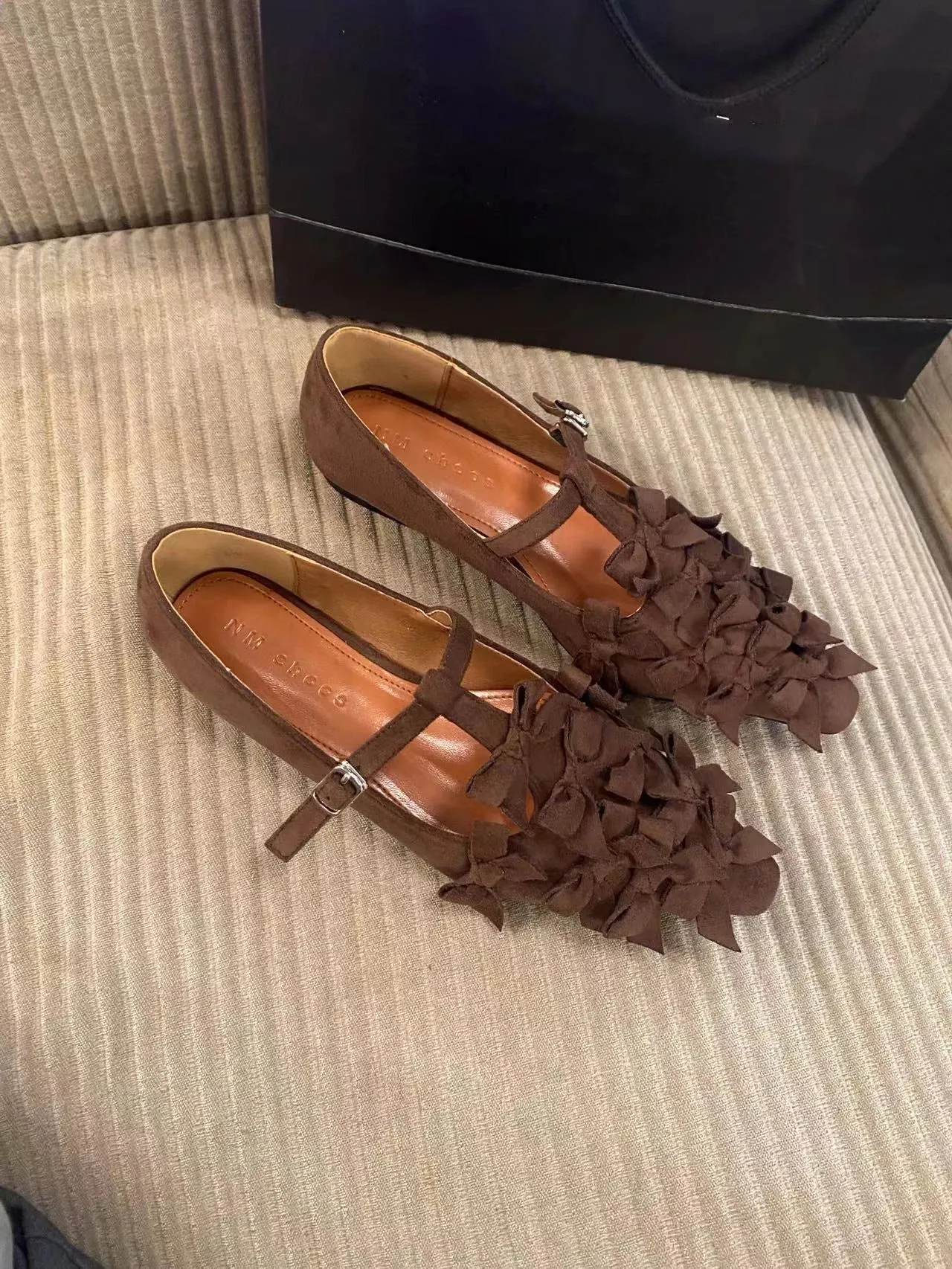 binfenxie  -  Round Toe Women Loafers Flats Black Brown Fashion Outside Fashion Belt Buckle Party Pumps Casual Mules Size 35-39 Flats Sldies
