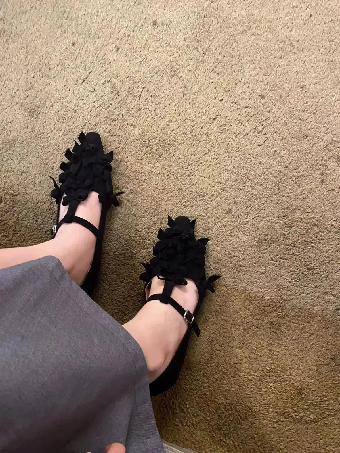 binfenxie  -  Round Toe Women Loafers Flats Black Brown Fashion Outside Fashion Belt Buckle Party Pumps Casual Mules Size 35-39 Flats Sldies