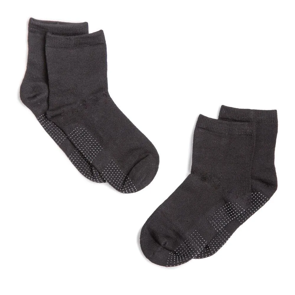 Black - Anti-slip Bamboo Socks (2 Pairs) - Kids