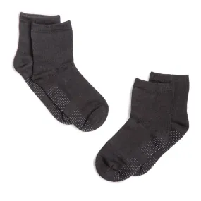 Black - Anti-slip Bamboo Socks (2 Pairs) - Kids
