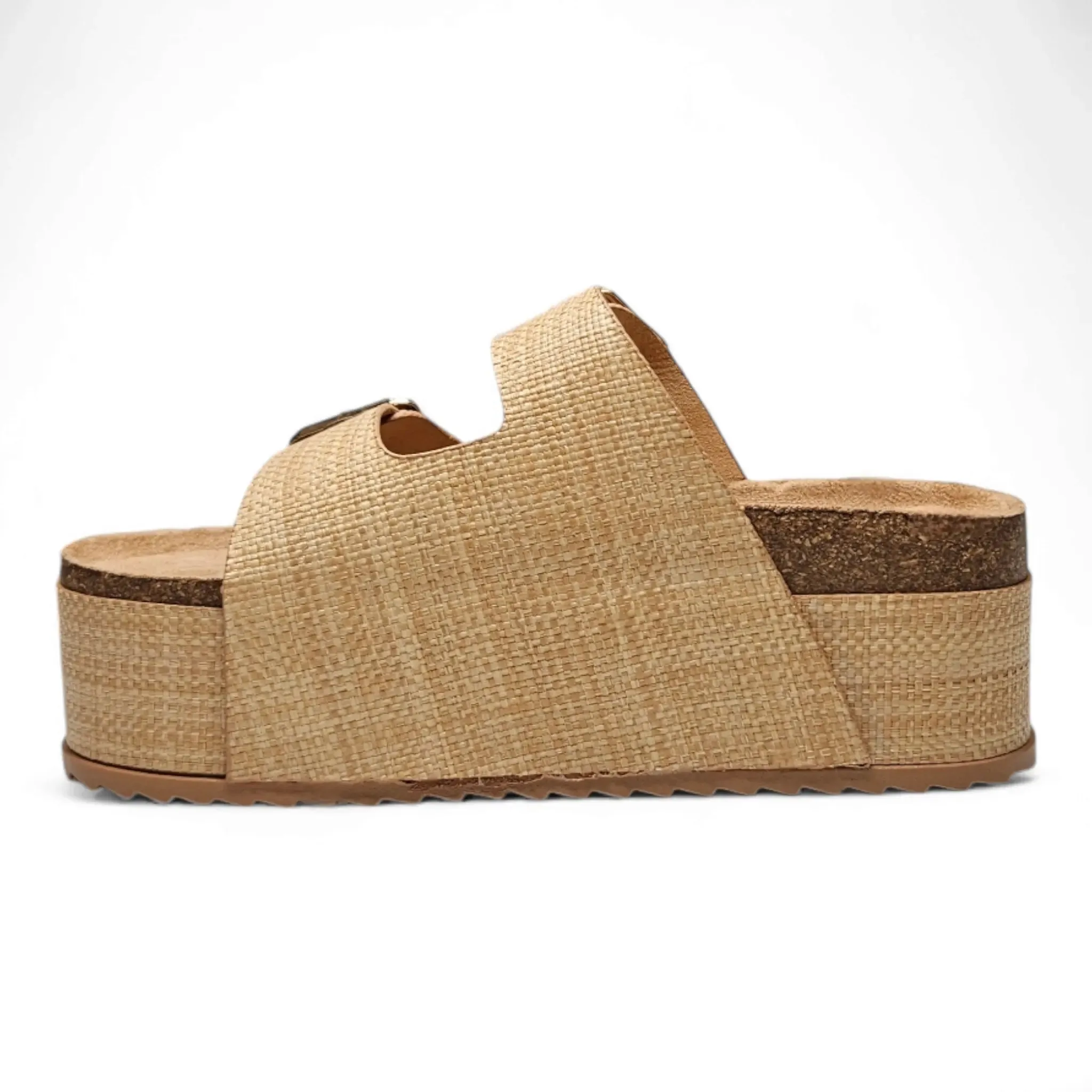 Blowout Double Buckle Platform Slip On Sandals
