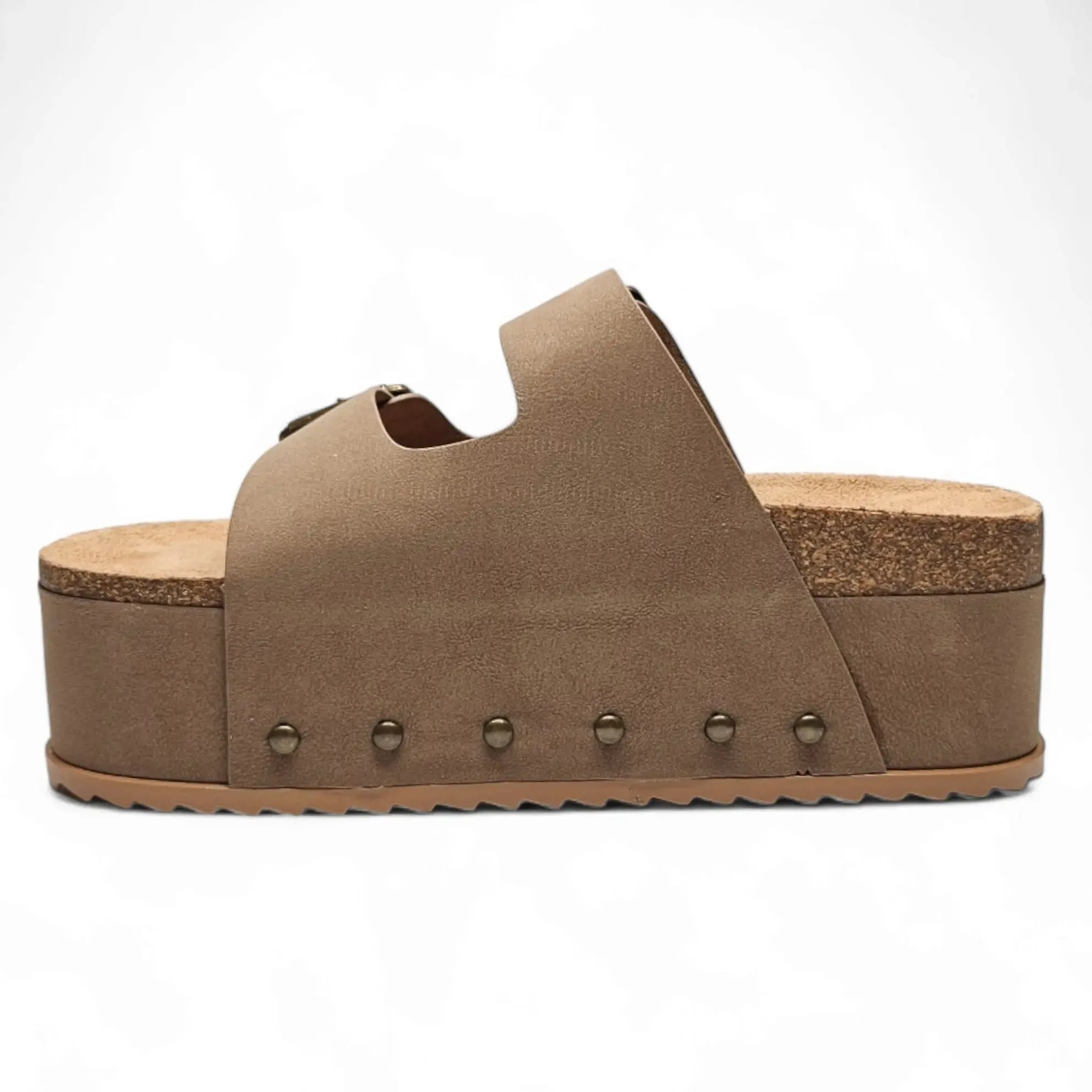 Blowout Double Buckle Platform Slip On Sandals