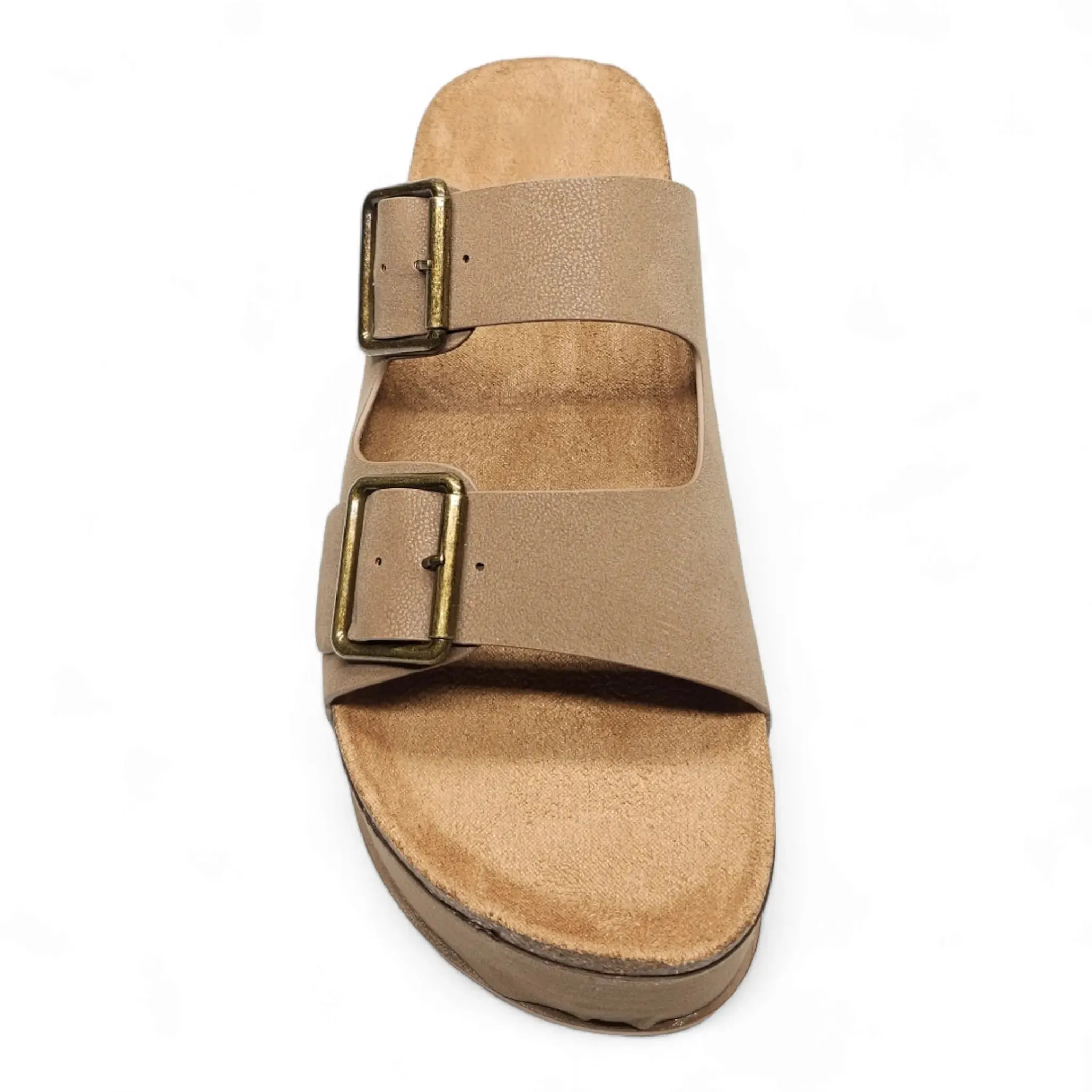 Blowout Double Buckle Platform Slip On Sandals