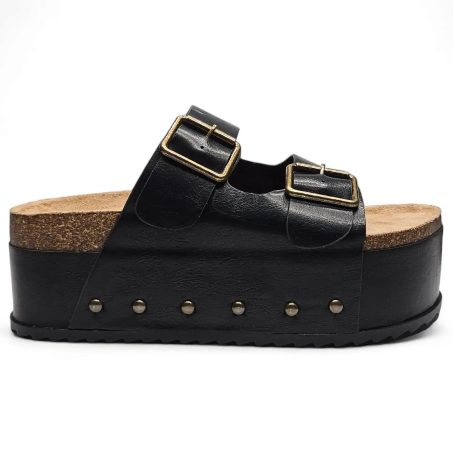 Blowout Double Buckle Platform Slip On Sandals