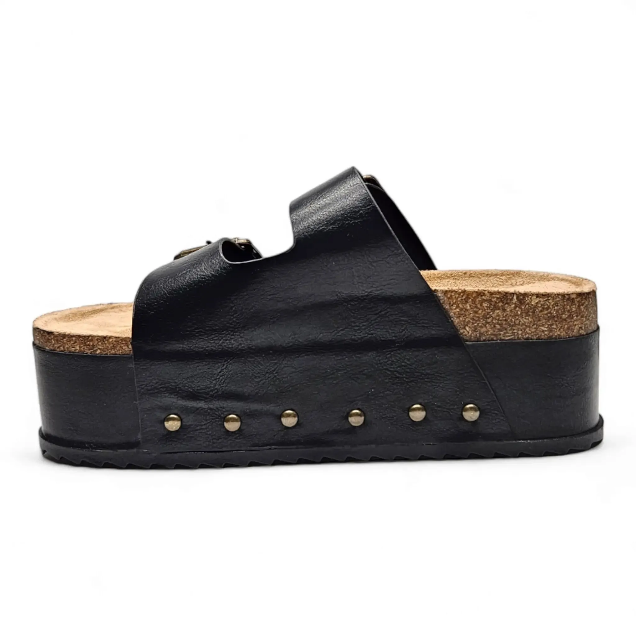 Blowout Double Buckle Platform Slip On Sandals
