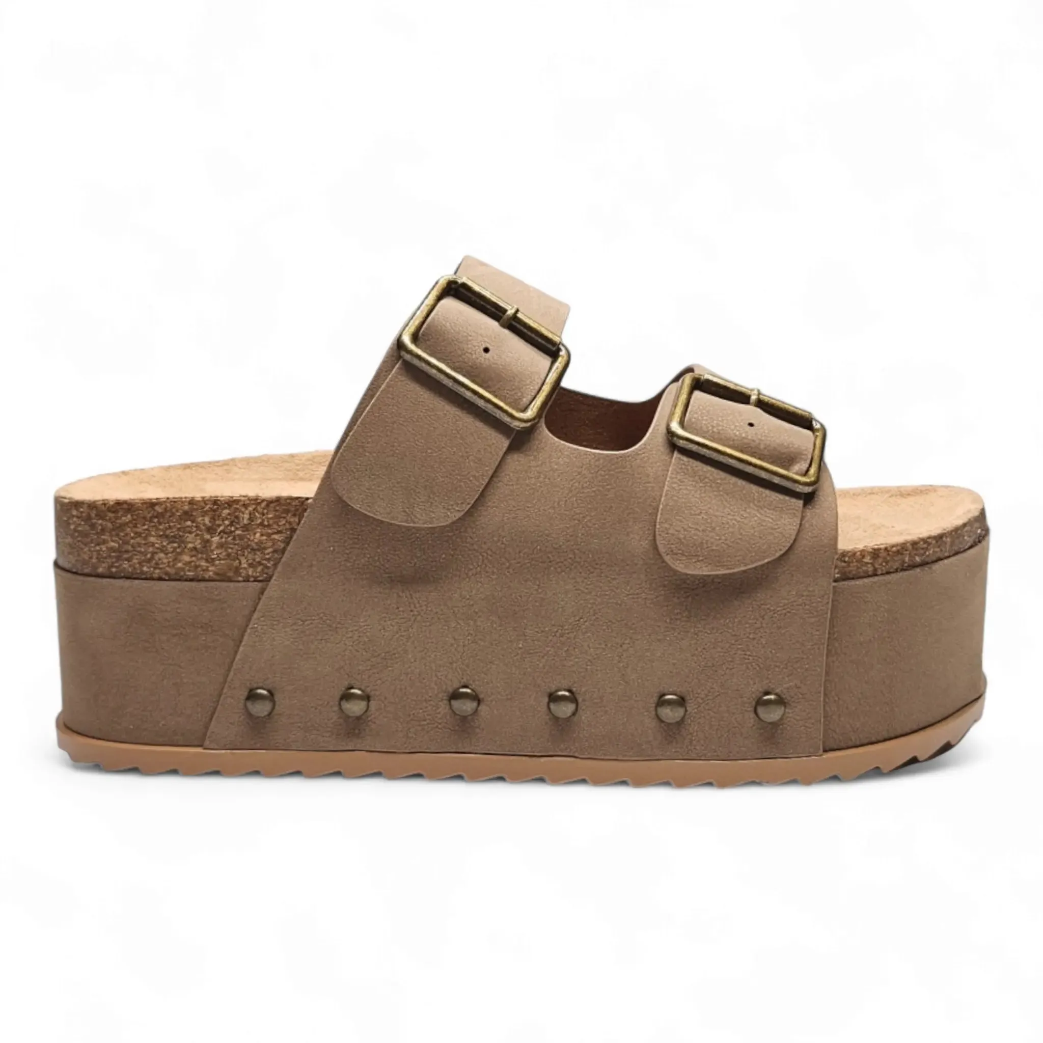 Blowout Double Buckle Platform Slip On Sandals