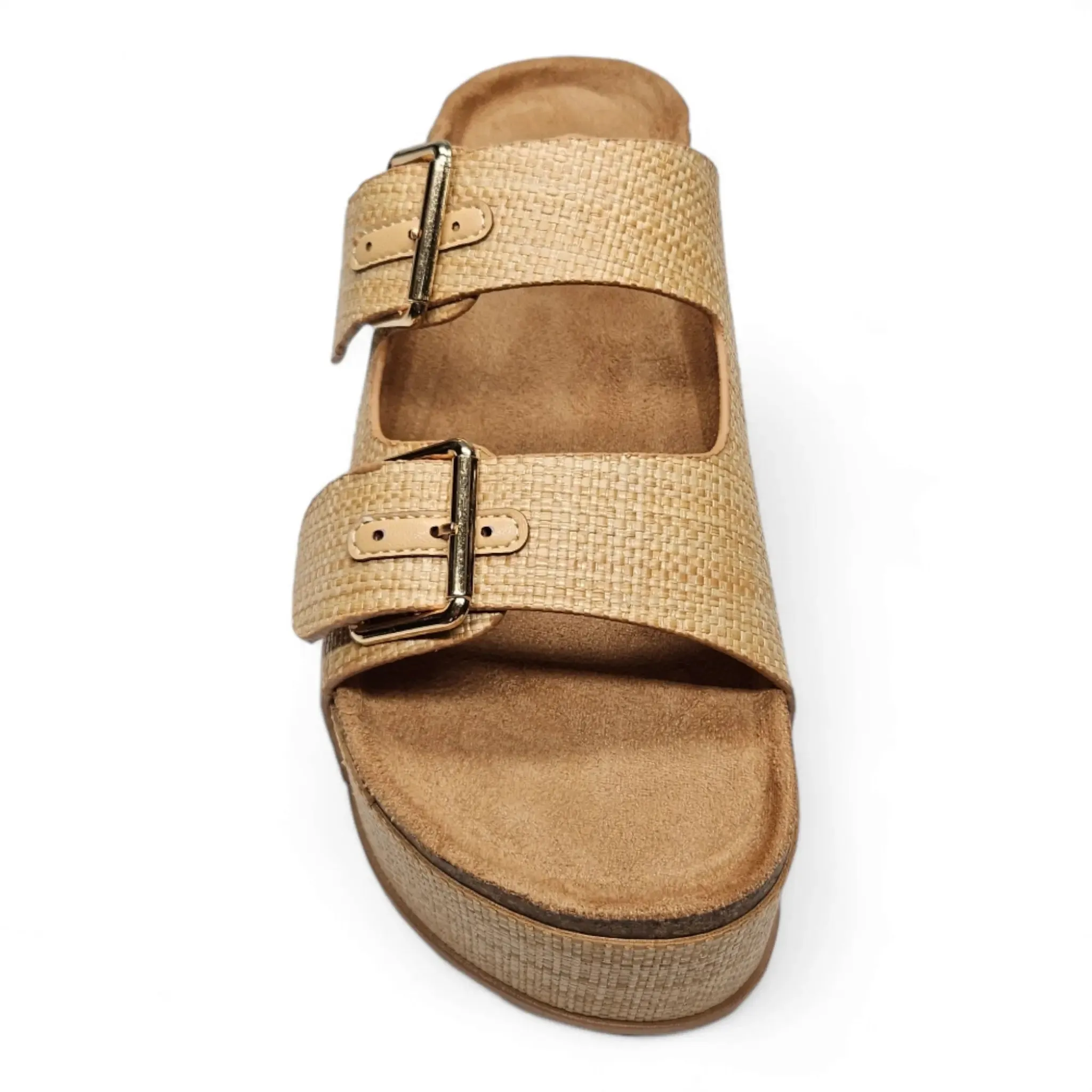 Blowout Double Buckle Platform Slip On Sandals