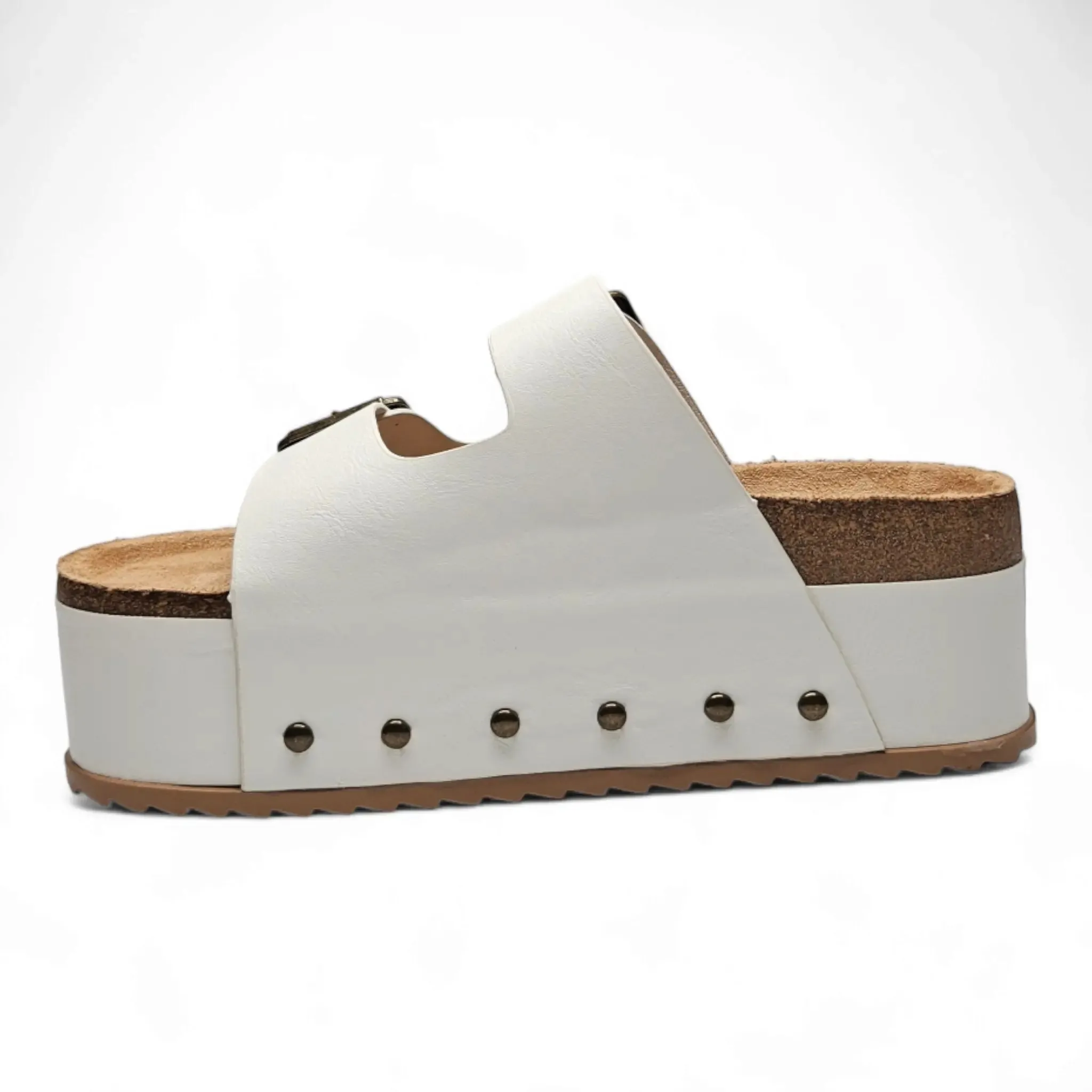 Blowout Double Buckle Platform Slip On Sandals