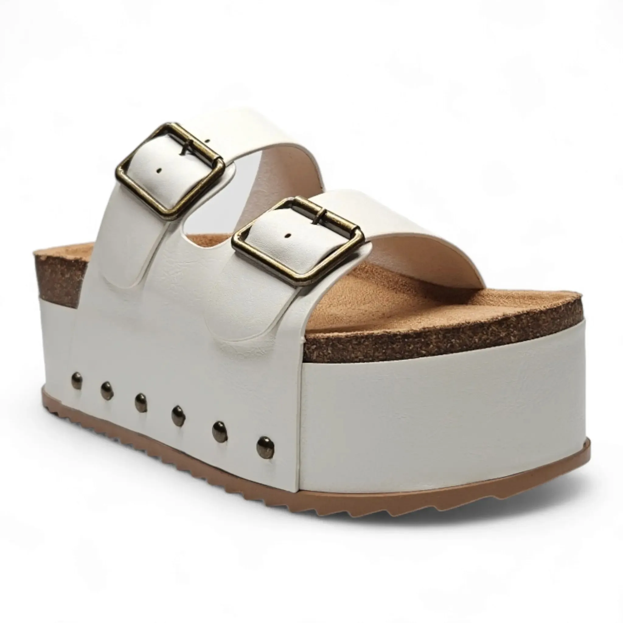 Blowout Double Buckle Platform Slip On Sandals