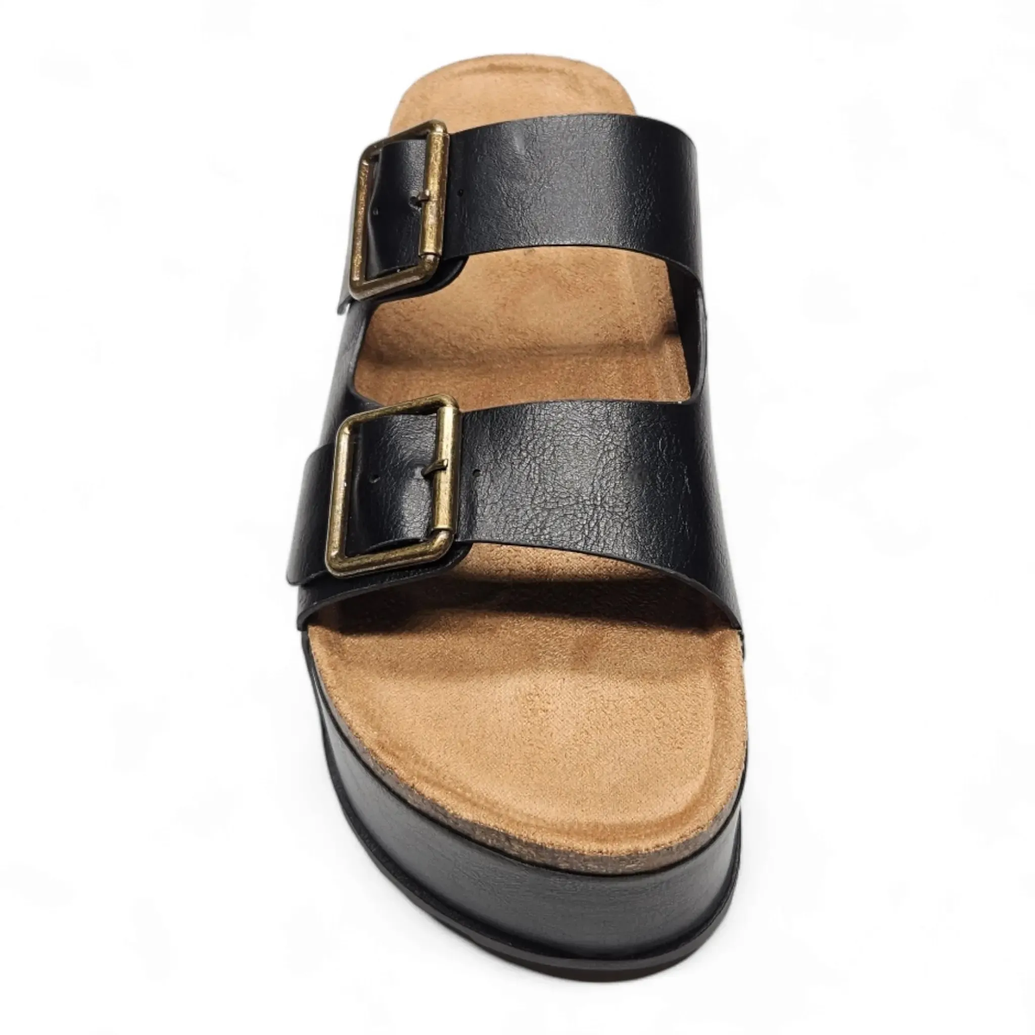 Blowout Double Buckle Platform Slip On Sandals