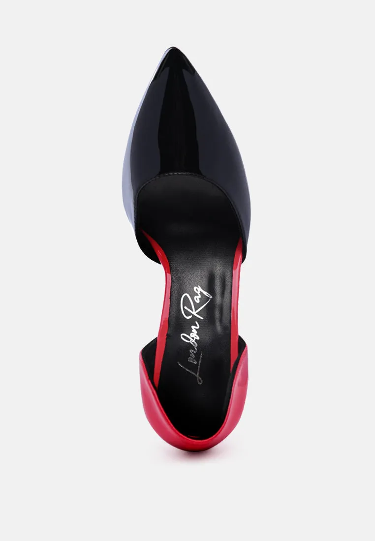 candy cane patent pu slip on stiletto heels