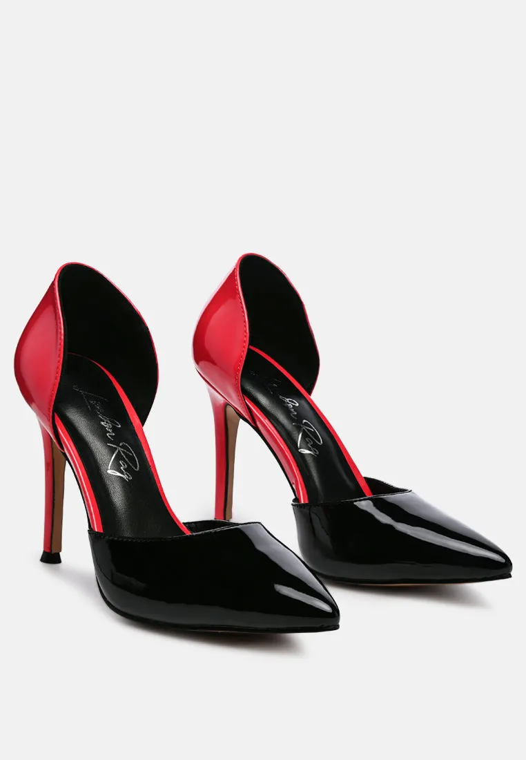 candy cane patent pu slip on stiletto heels