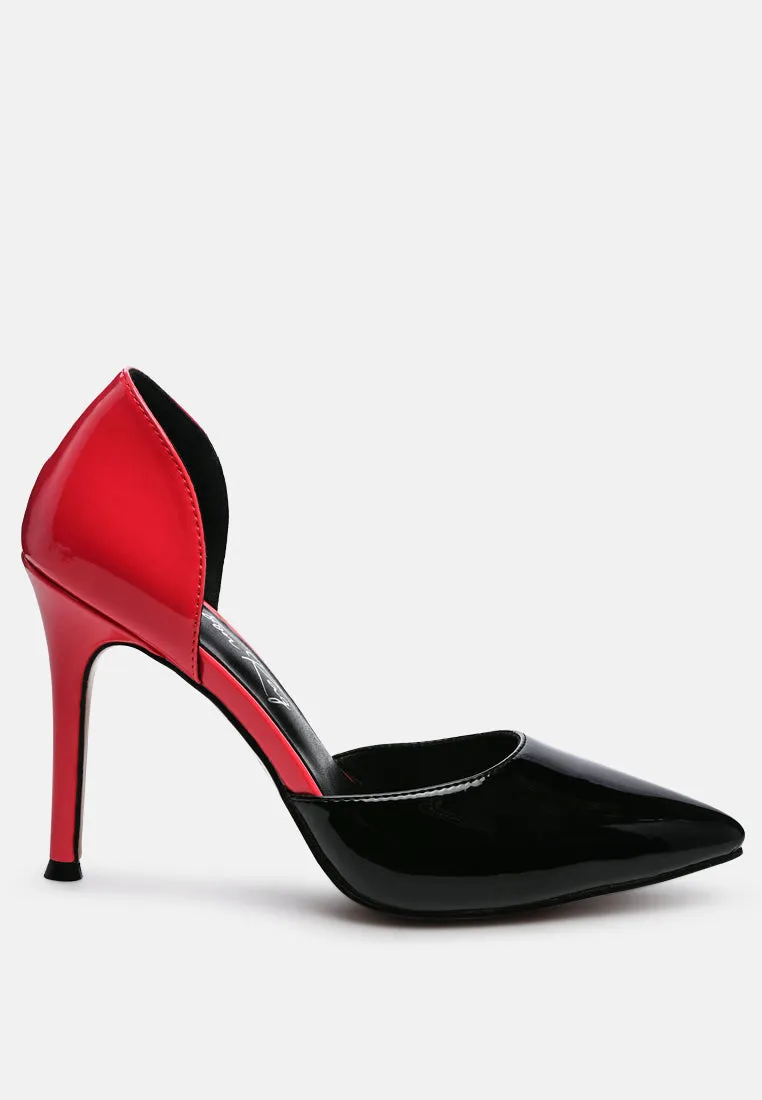 candy cane patent pu slip on stiletto heels