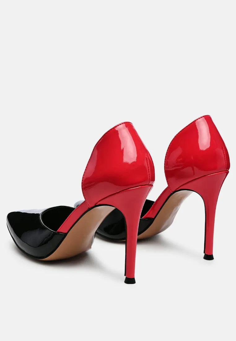candy cane patent pu slip on stiletto heels
