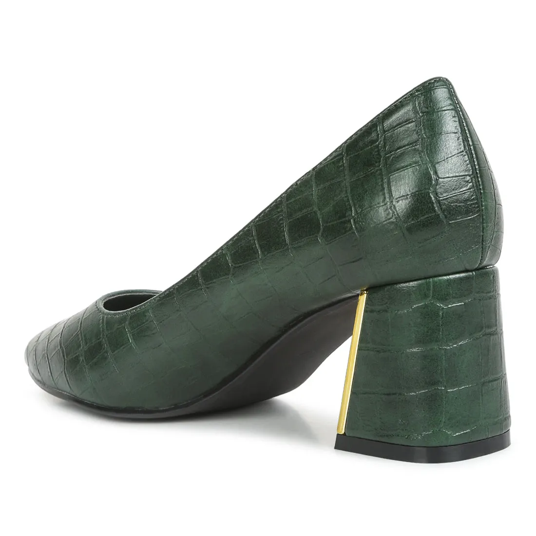 Croc Block Heel Pump Shoes