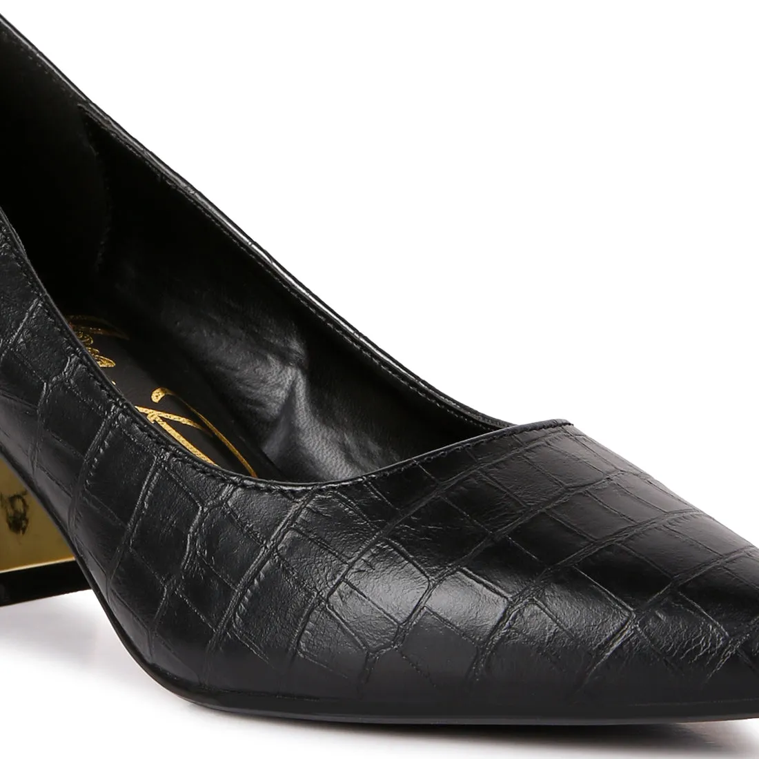 Croc Block Heel Pump Shoes
