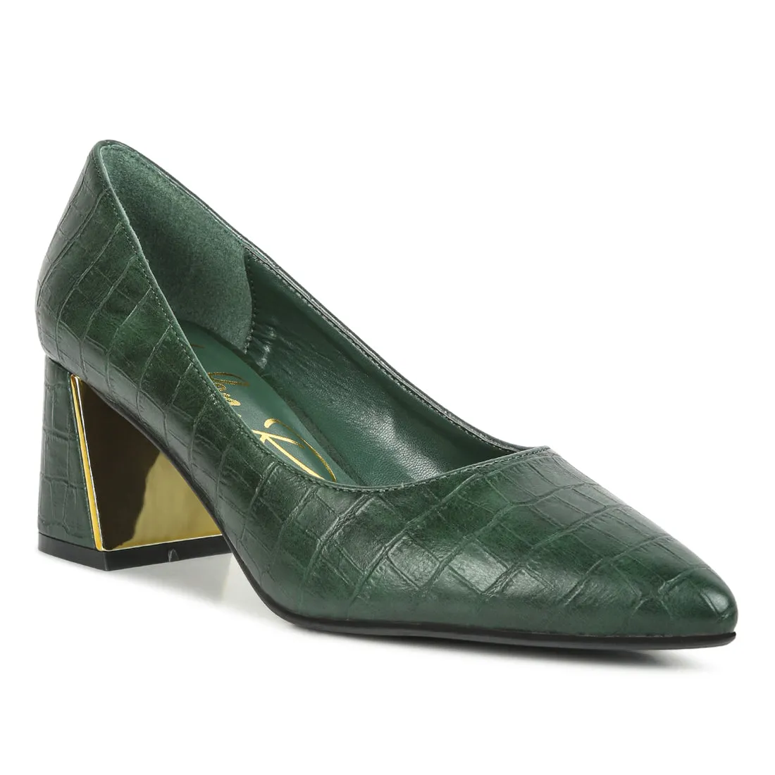 Croc Block Heel Pump Shoes