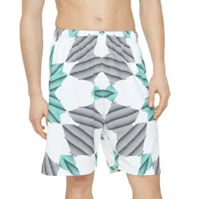 Cyan Blue Abstract Men's Sports Shorts