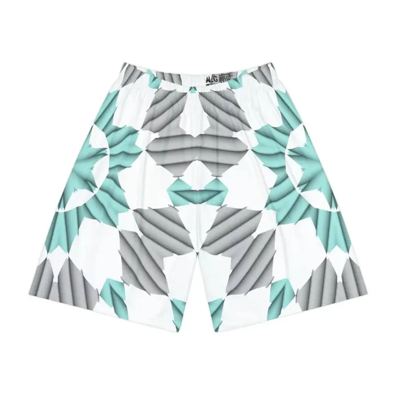 Cyan Blue Abstract Men's Sports Shorts