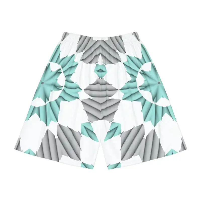 Cyan Blue Abstract Men's Sports Shorts
