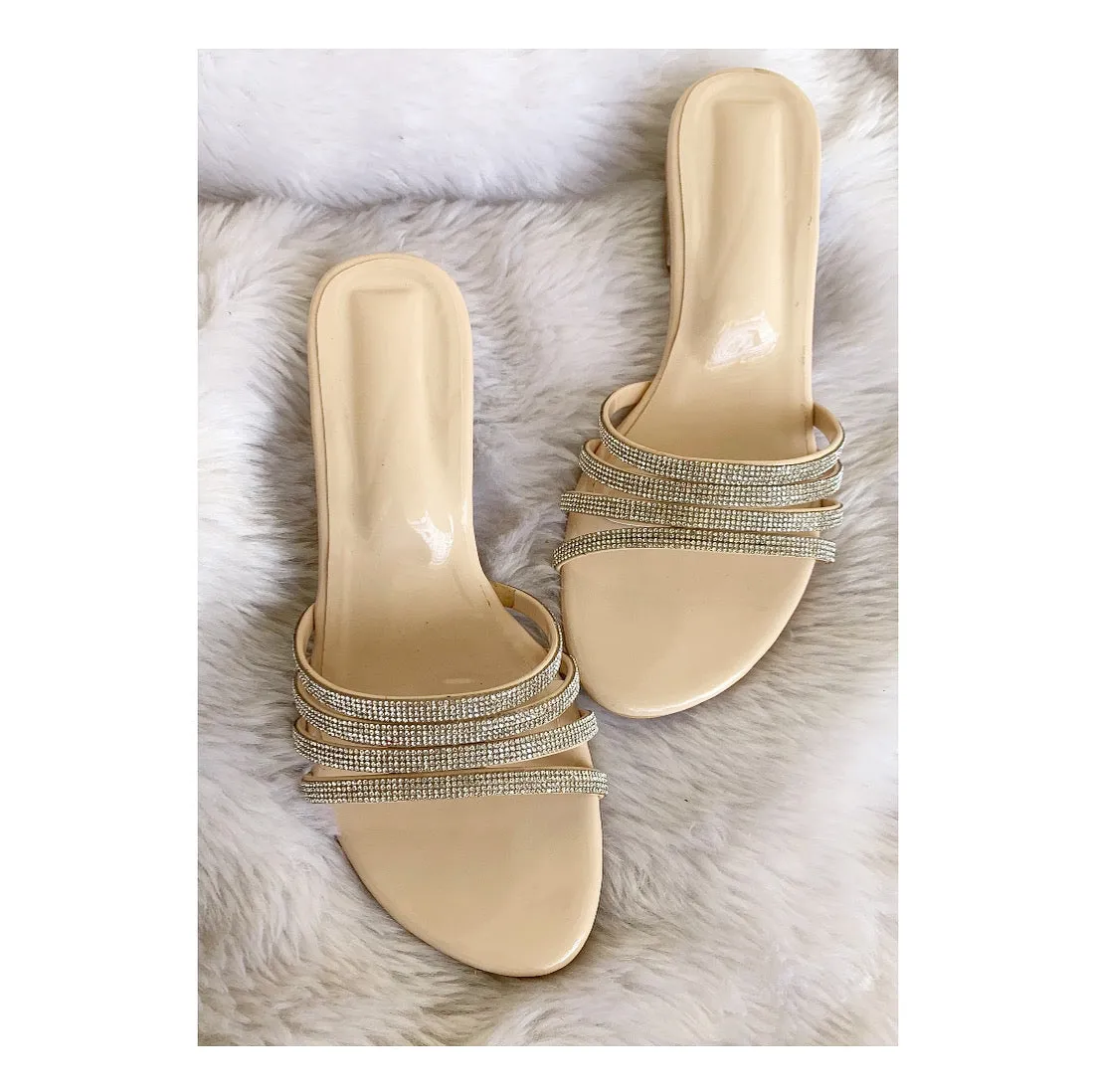Diamantine Heeled sliders