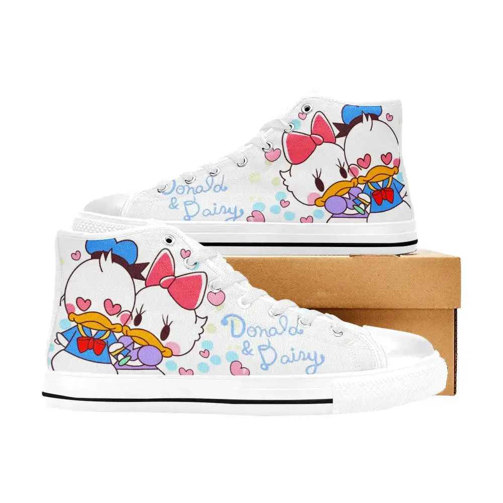 Donald Duck and Daisy Shoes High Top Sneakers for Kids and Adults