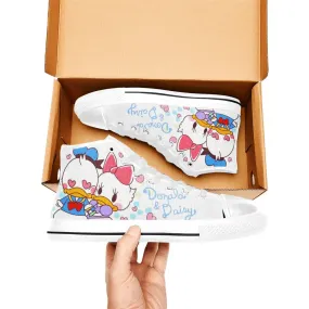 Donald Duck and Daisy Shoes High Top Sneakers for Kids and Adults