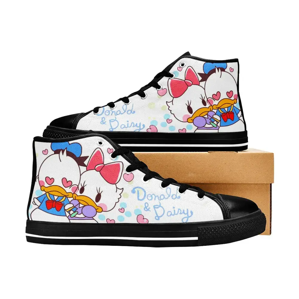 Donald Duck and Daisy Shoes High Top Sneakers for Kids and Adults