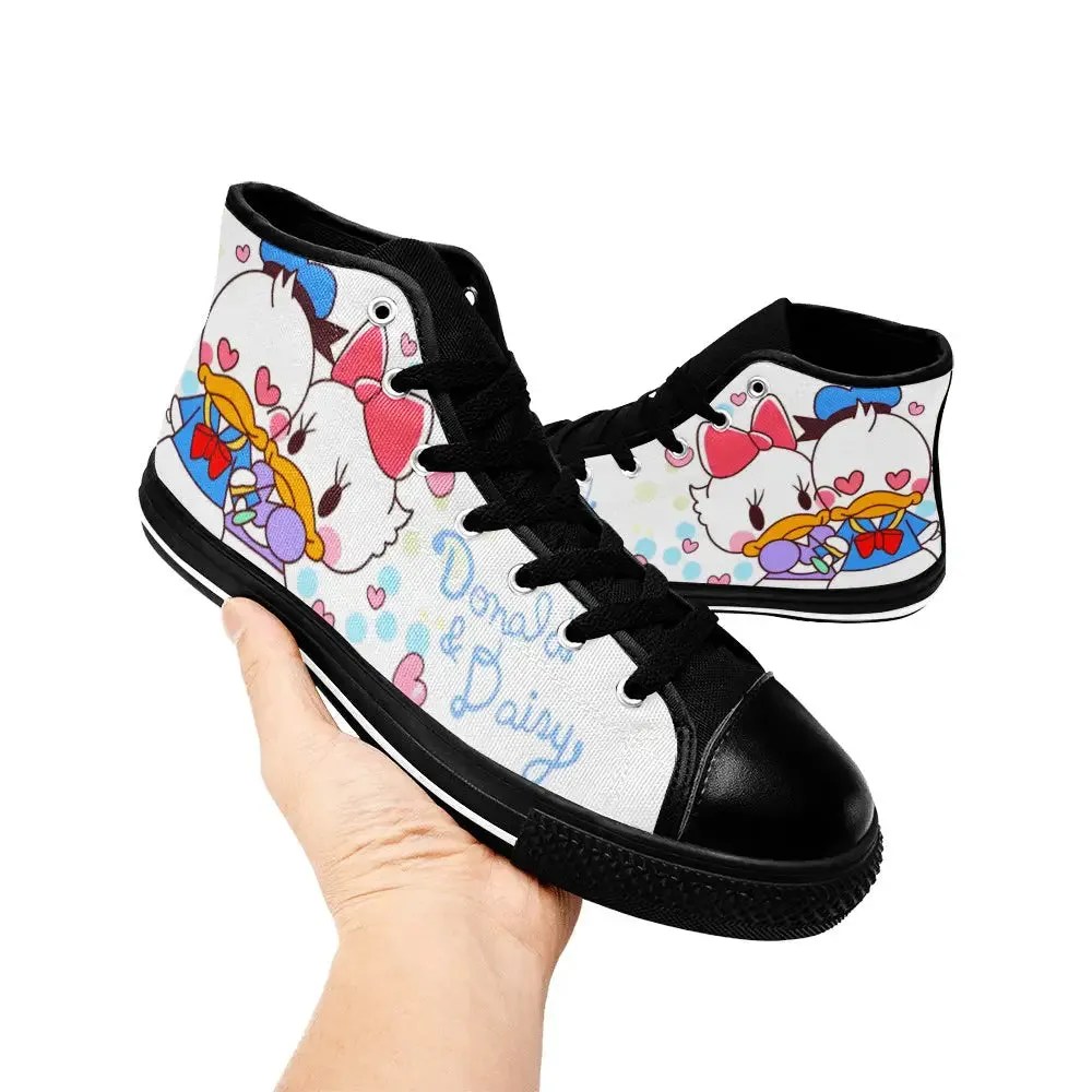 Donald Duck and Daisy Shoes High Top Sneakers for Kids and Adults