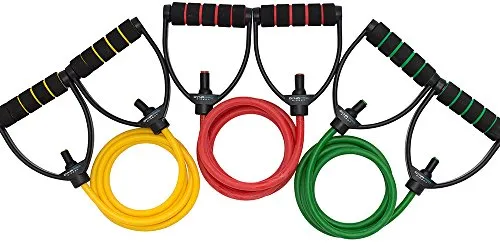 DYNAPRO Exercise Resistance Bands, Adjustable Length Comfort Handles Professional Quality Anti-Snap Great for Workouts Physical Therapy Yoga